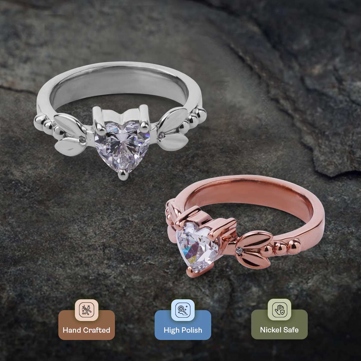 Heart Diamond Promise Ring Art Nouveau Engagement Rings