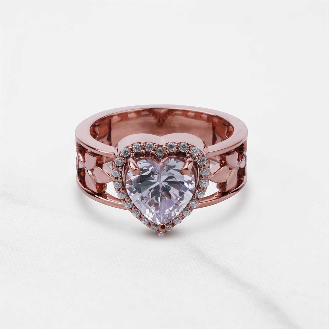 Halo Heart Moissanite Engagement Ring Art Nouveau Jewelry