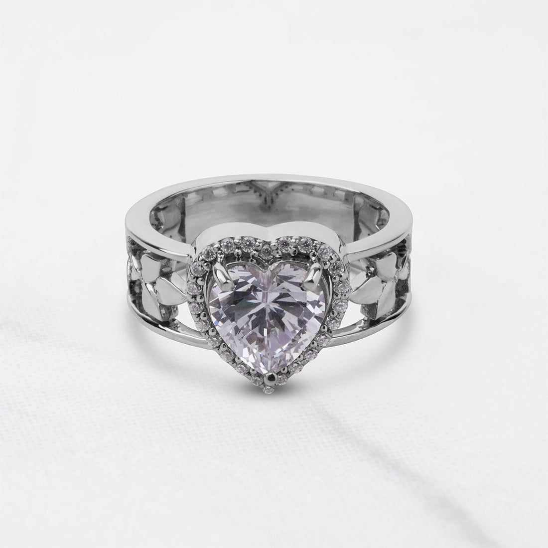 Halo Heart Moissanite Engagement Ring Art Nouveau Jewelry