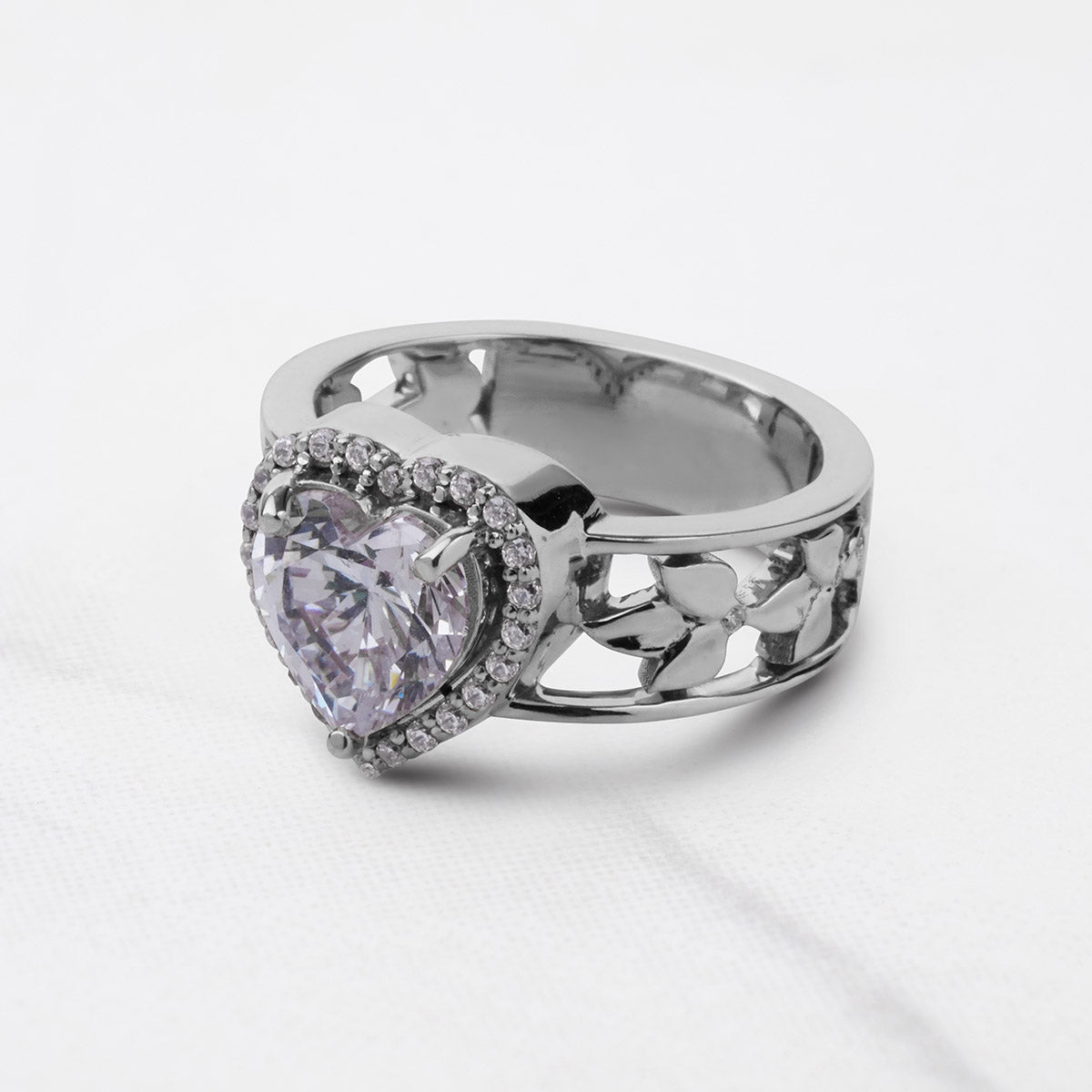 Halo Diamond Heart Engagement Rings Rose Gold Promise Ring