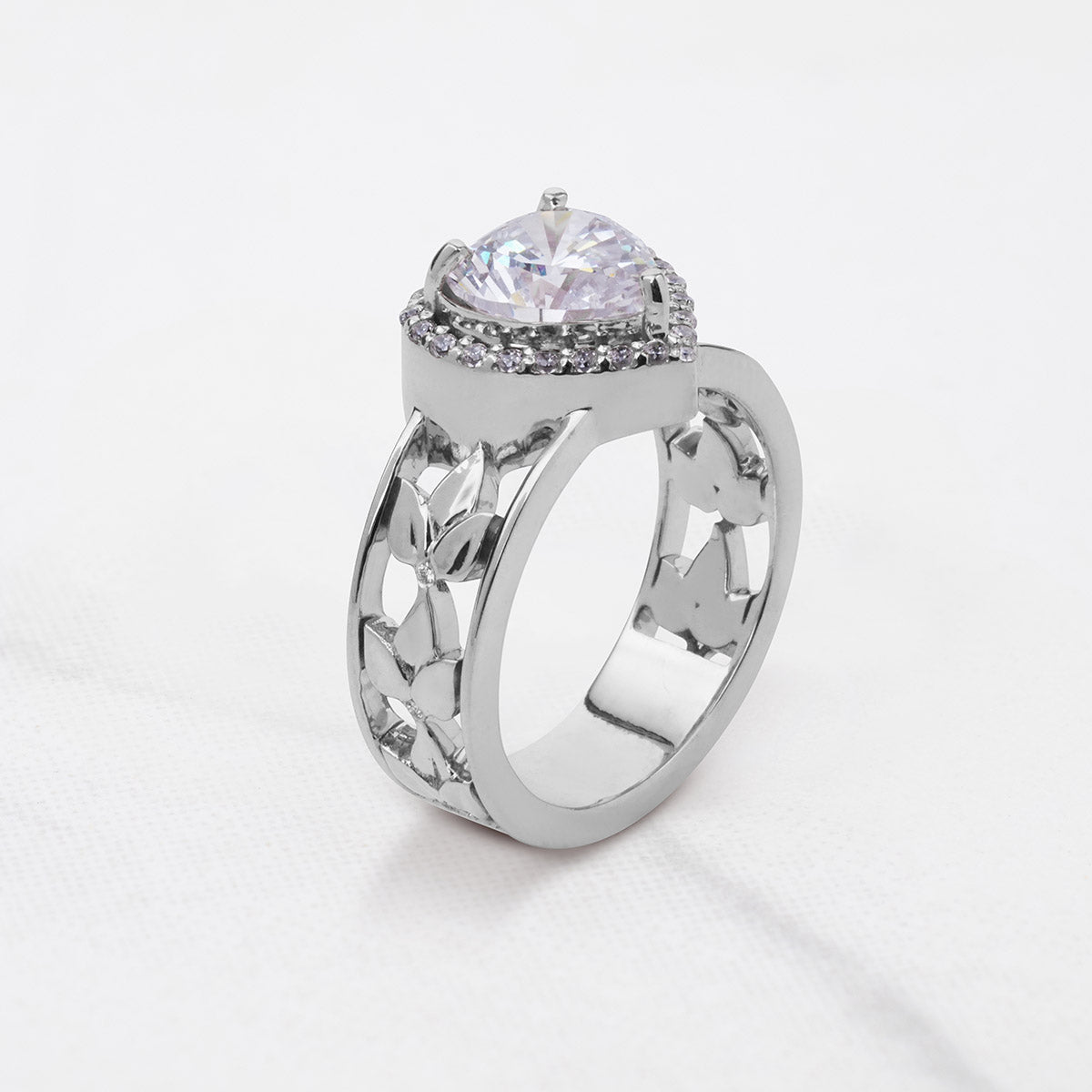 Halo Diamond Heart Engagement Rings Rose Gold Promise Ring