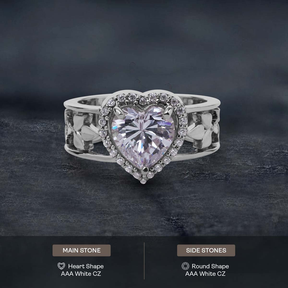 Halo Diamond Heart Engagement Rings Rose Gold Promise Ring