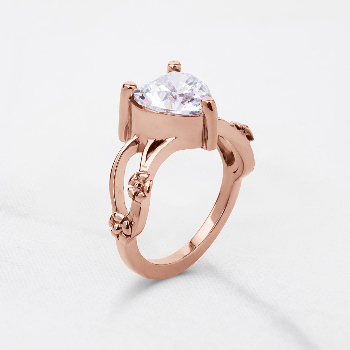 Solitaire Moissanite Diamond Heart Engagement Promise Wedding Ring White Rose Gold