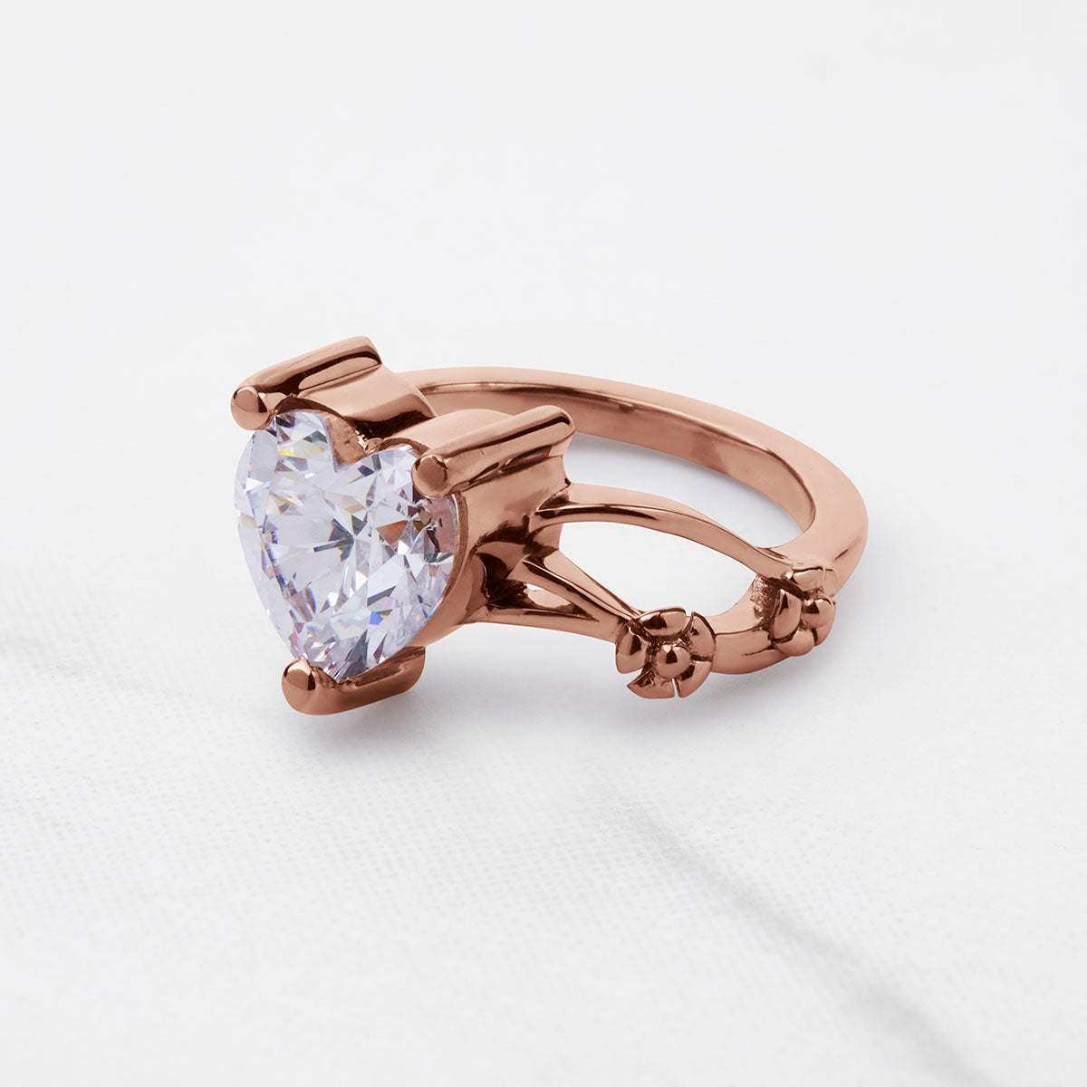 Solitaire Moissanite Diamond Heart Engagement Promise Wedding Ring White Rose Gold