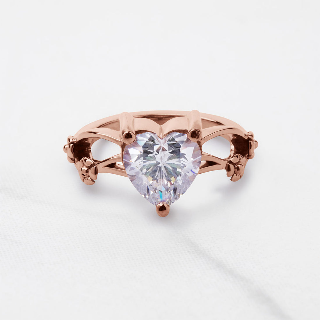 Solitaire Moissanite Diamond Heart Engagement Promise Wedding Ring White Rose Gold