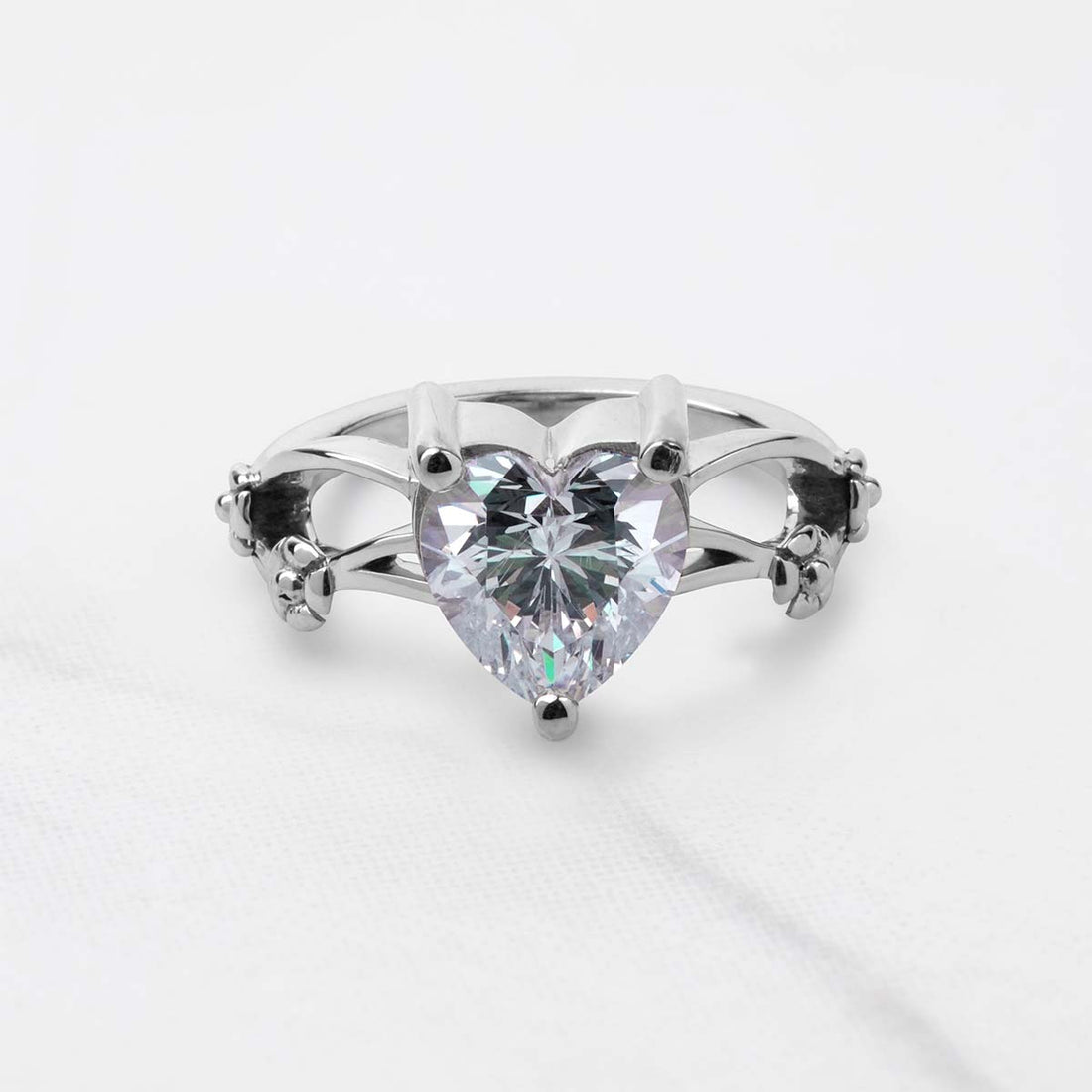 Solitaire Moissanite Diamond Heart Engagement Promise Wedding Ring White Rose Gold