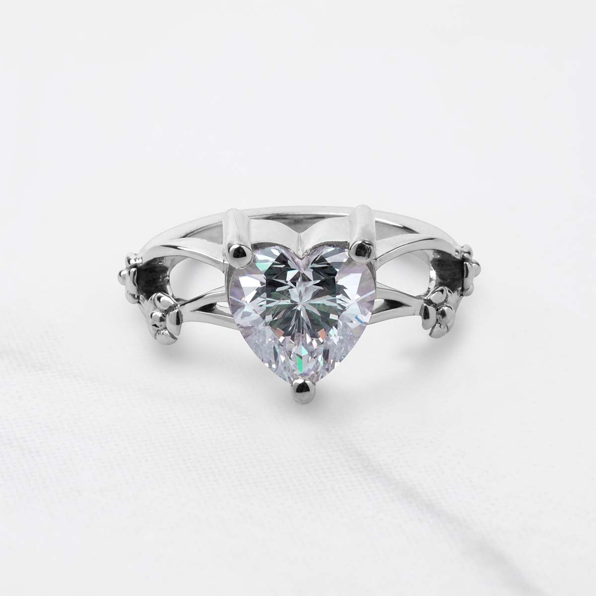 Solitaire Moissanite Diamond Heart Engagement Promise Wedding Ring White Rose Gold