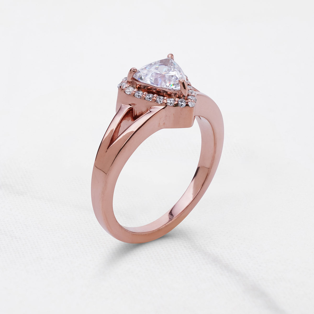 Split Shank Engagement Rings Trillion Cut CZ Diamond Halo Ring