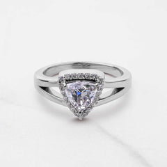 Split Shank Engagement Rings Trillion Cut CZ Diamond Halo Ring