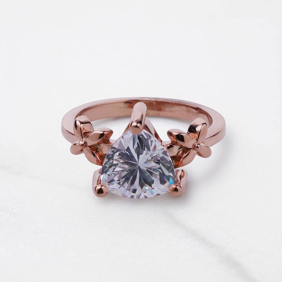 2.50CT Solitaire Trillion Diamond Ring Floral Art Nouveau Jewelry