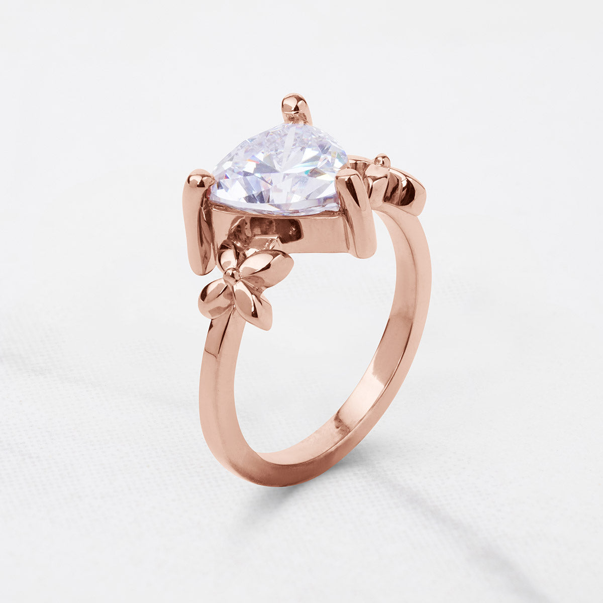 Trillion Cut Moissanite Ring Art Nouveau Engagement Rings Promise Wedding Jewelry Rose Gold Solitaire