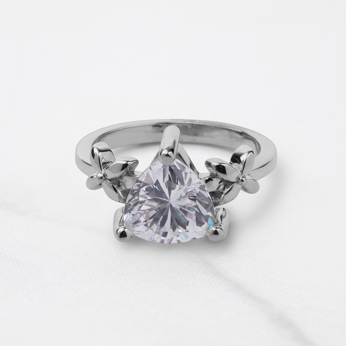2.50CT Solitaire Trillion Diamond Ring Floral Art Nouveau Jewelry