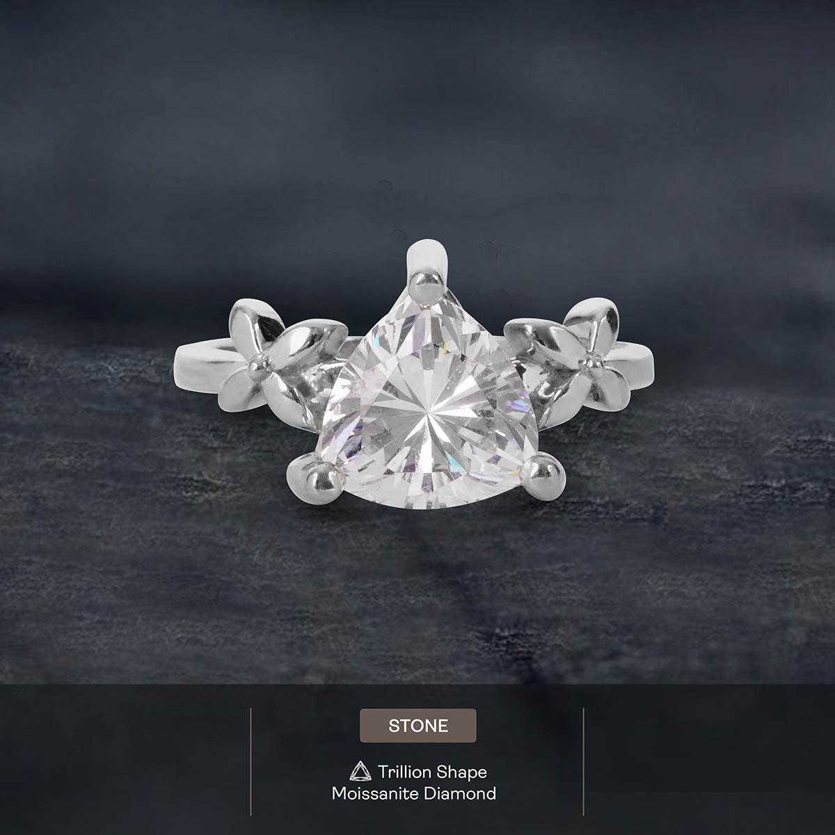 Trillion Cut Moissanite Ring Art Nouveau Engagement Rings Rose gold