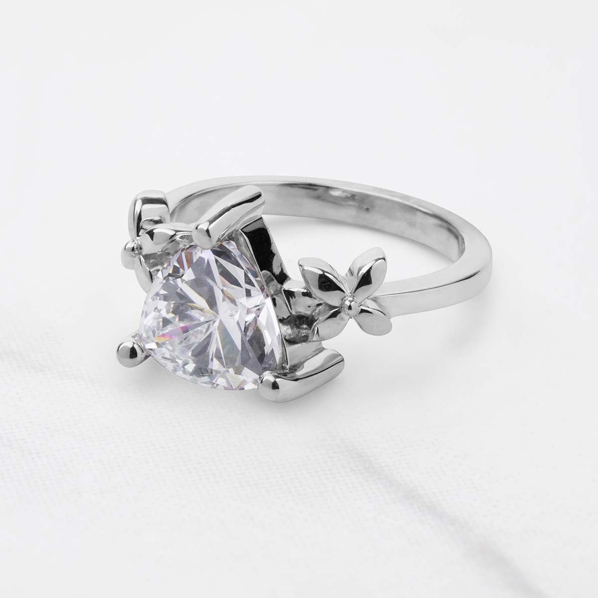 Trillion Cut Moissanite Ring Art Nouveau Engagement Rings Promise Wedding Jewelry Rose Gold Solitaire
