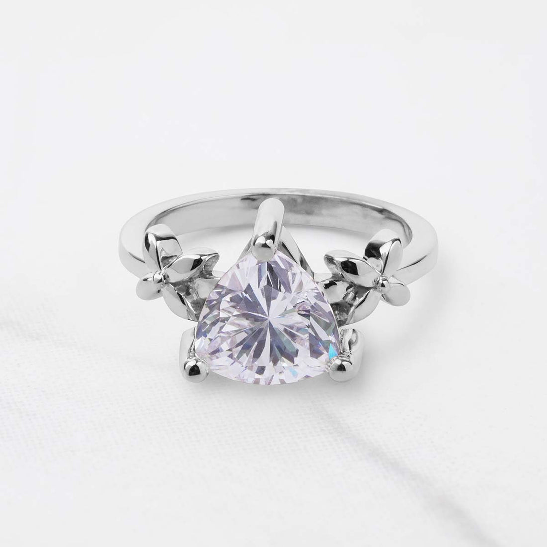 Trillion Cut Moissanite Ring Art Nouveau Engagement Rings Promise Wedding Jewelry Rose Gold Solitaire