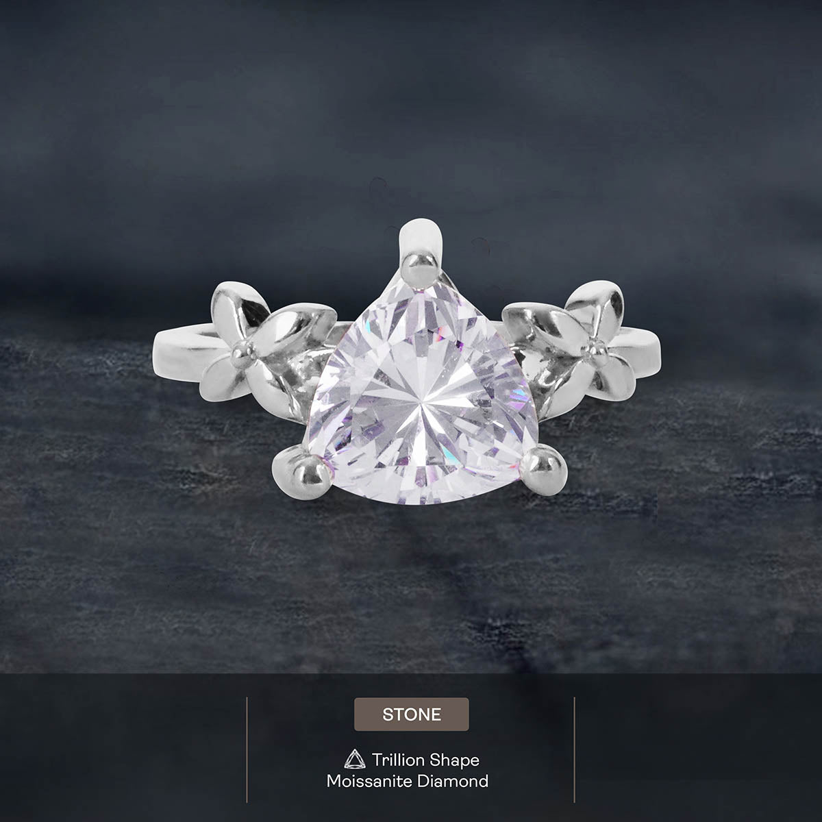 Trillion Cut Moissanite Ring Art Nouveau Engagement Rings Promise Wedding Jewelry Rose Gold Solitaire