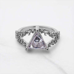 Triangle Cut 2CT Solitaire CZ Diamond Filigree Engagement Ring