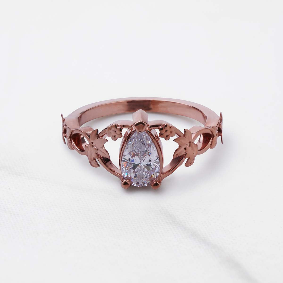 Art Nouveau Engagement Rings Solitaire Pear Cut Diamond Ring