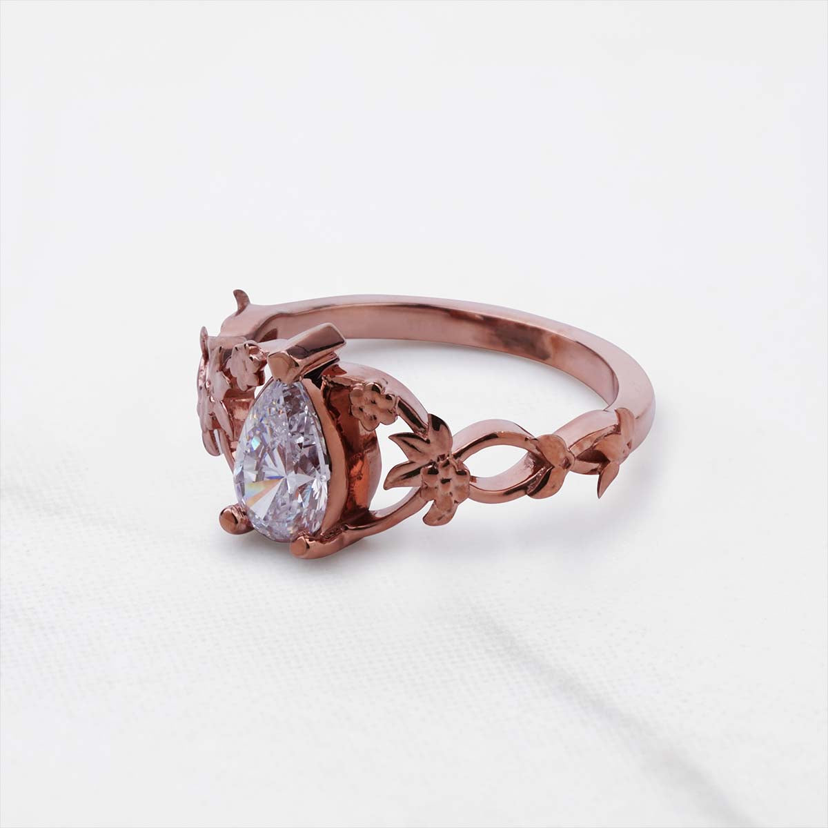 Art Nouveau Engagement Rings Solitaire Pear Cut Diamond Ring
