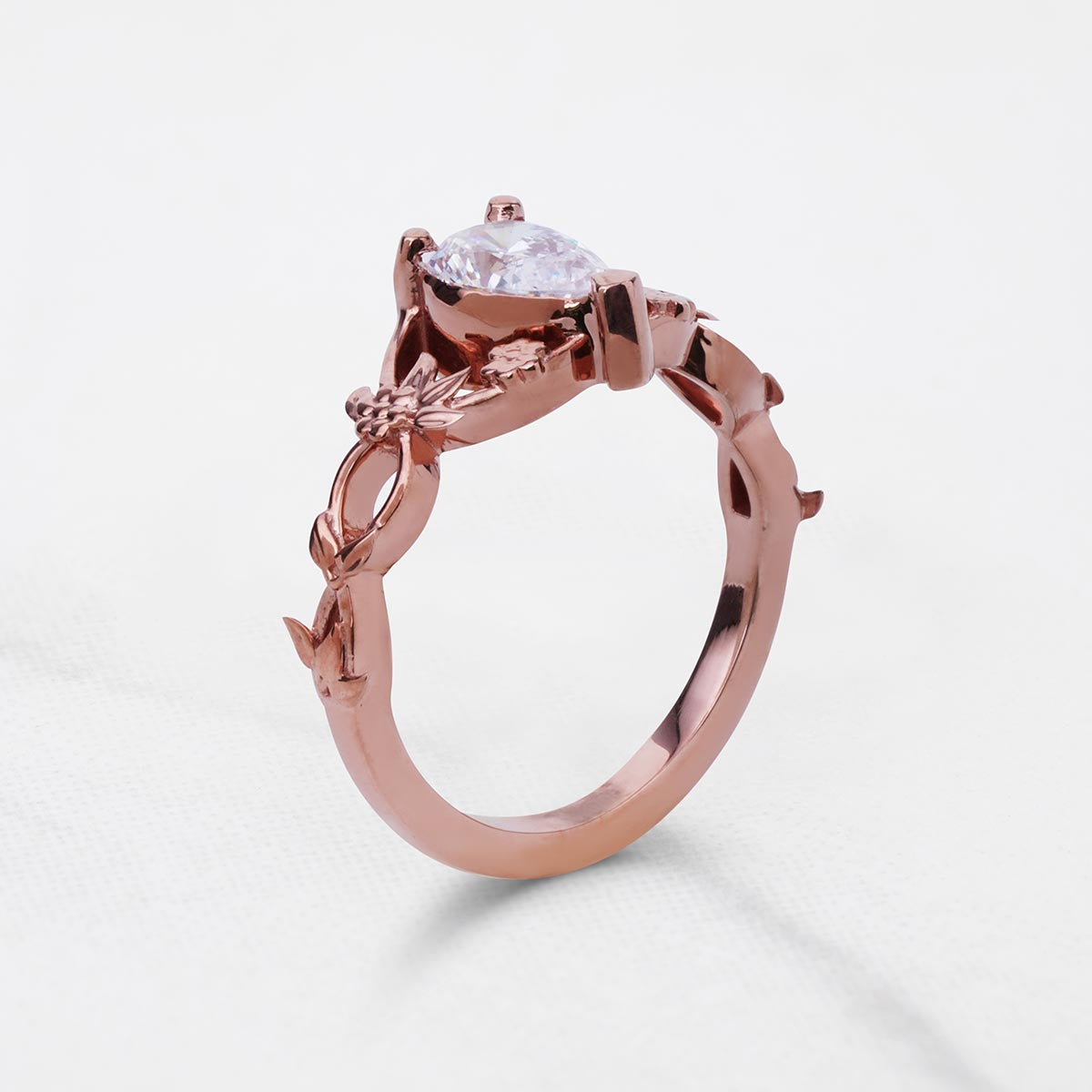 Art Nouveau Engagement Rings Solitaire Pear Cut Diamond Ring