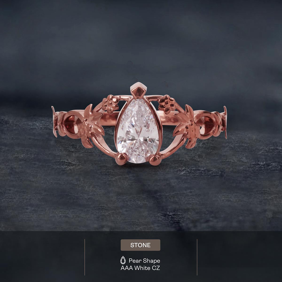 Art Nouveau Engagement Rings Solitaire Pear Cut Diamond Ring