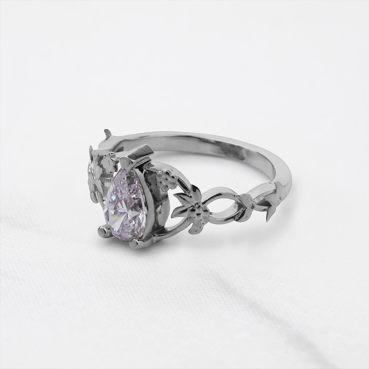Art Nouveau Engagement Rings Solitaire Pear Cut Diamond Ring