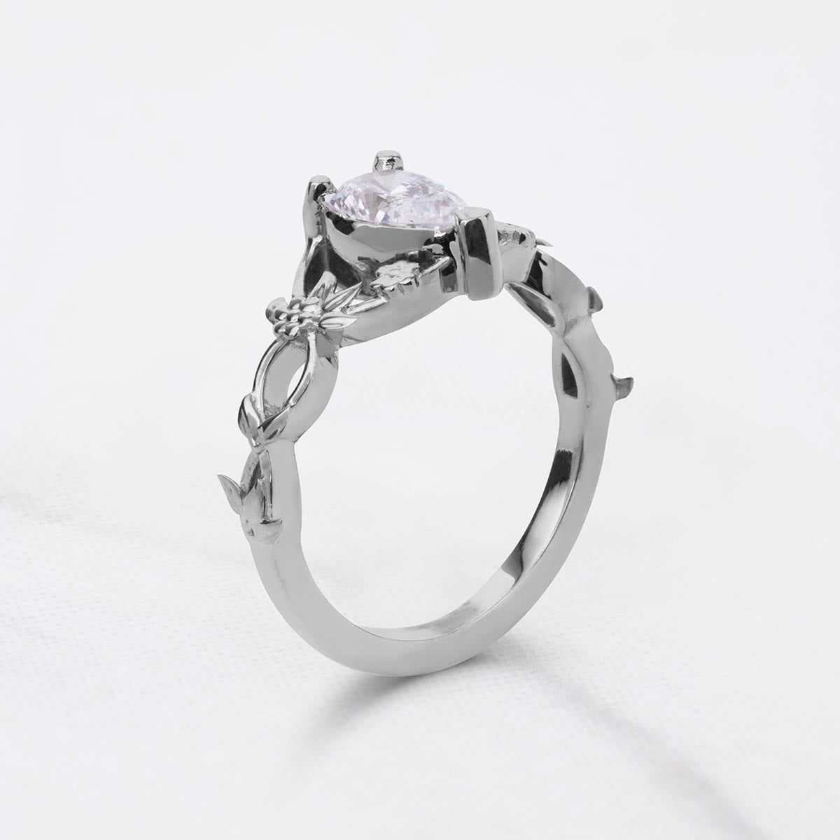 Art Nouveau Engagement Rings Solitaire Pear Cut Diamond Ring