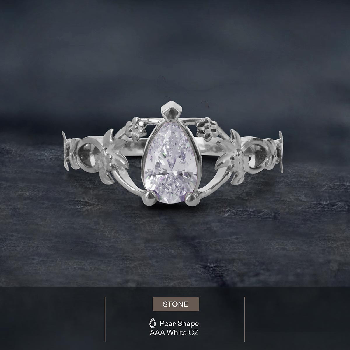 Art Nouveau Engagement Rings Solitaire Pear Cut Diamond Ring