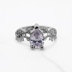 Teardrop Diamond Art Deco Ring Floral Vintage Engagement Rings