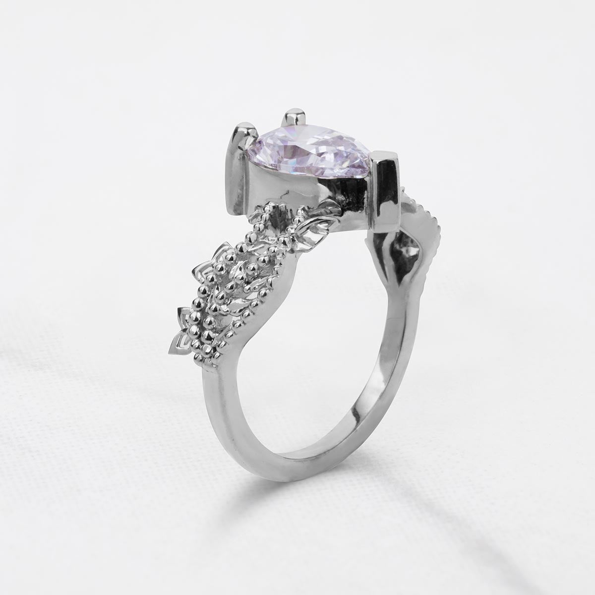 Teardrop Diamond Art Deco Ring Floral Vintage Engagement Rings