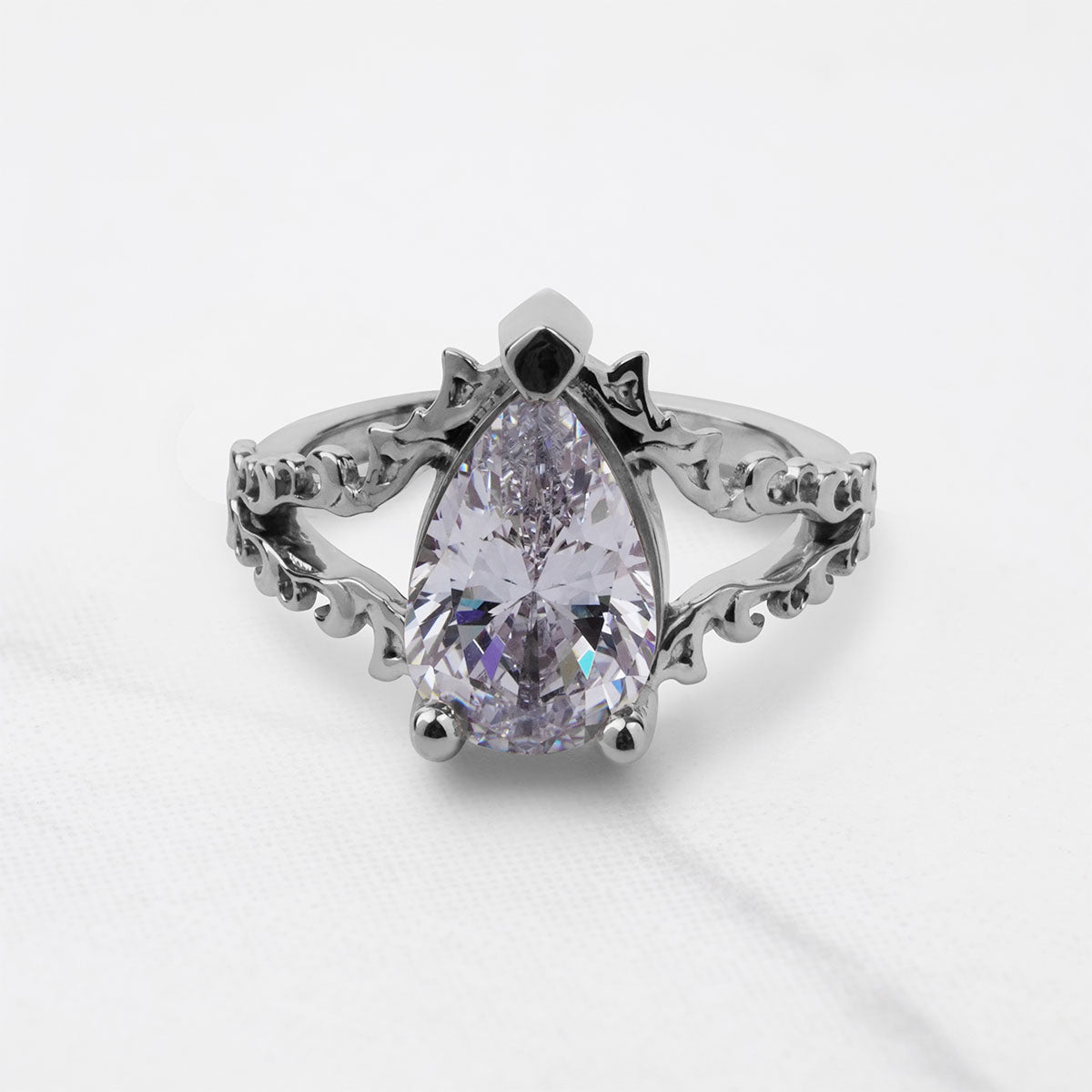 Art Nouveau Wedding Rings Solitaire 3CT Pear Cut Diamond Ring
