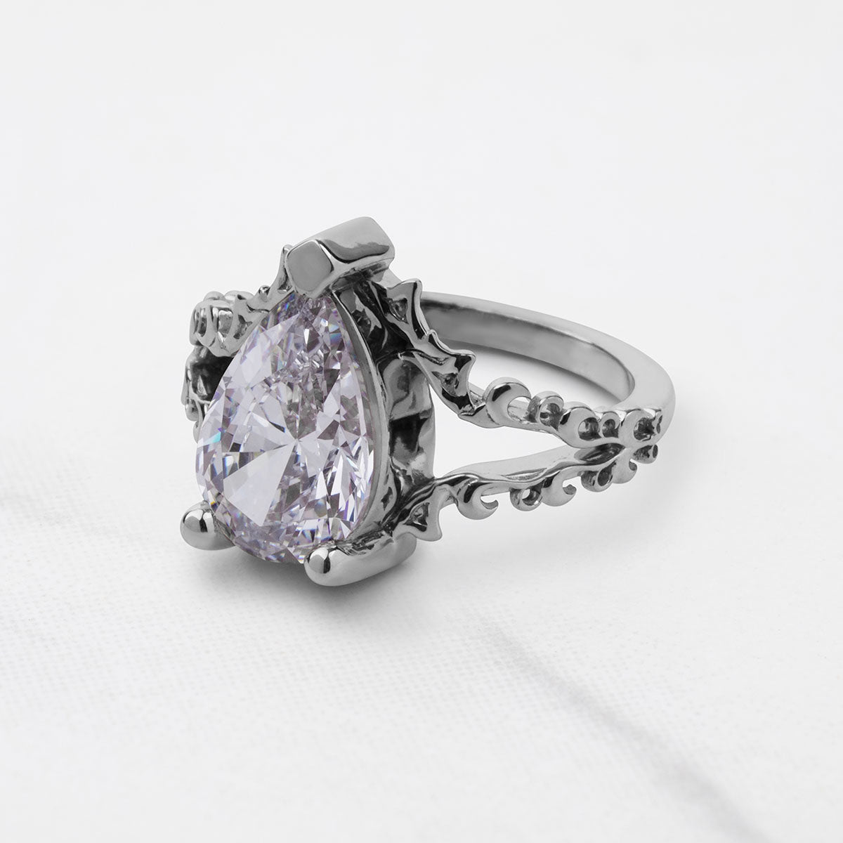 Art Nouveau Wedding Rings Solitaire 3CT Pear Cut Diamond Ring