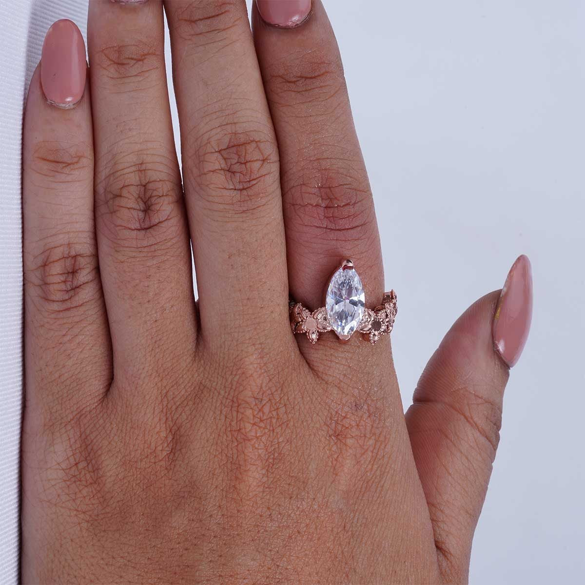 Art Deco Statement Ring Marquise Cut 3CT Solitaire CZ Diamond
