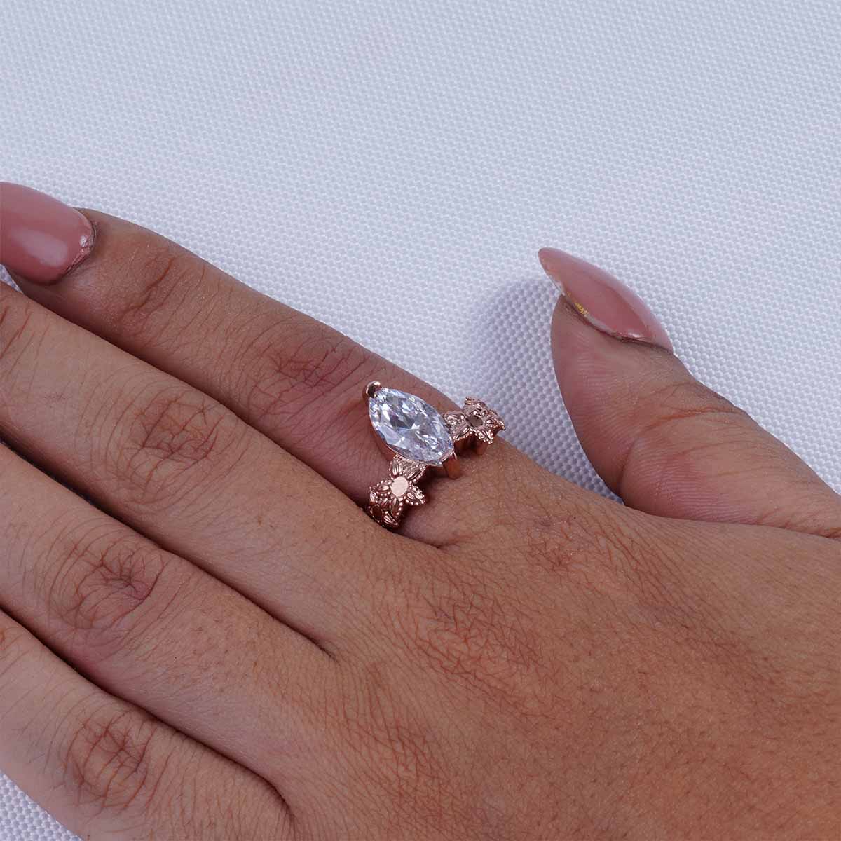 Art Deco Statement Ring Marquise Cut 3CT Solitaire CZ Diamond