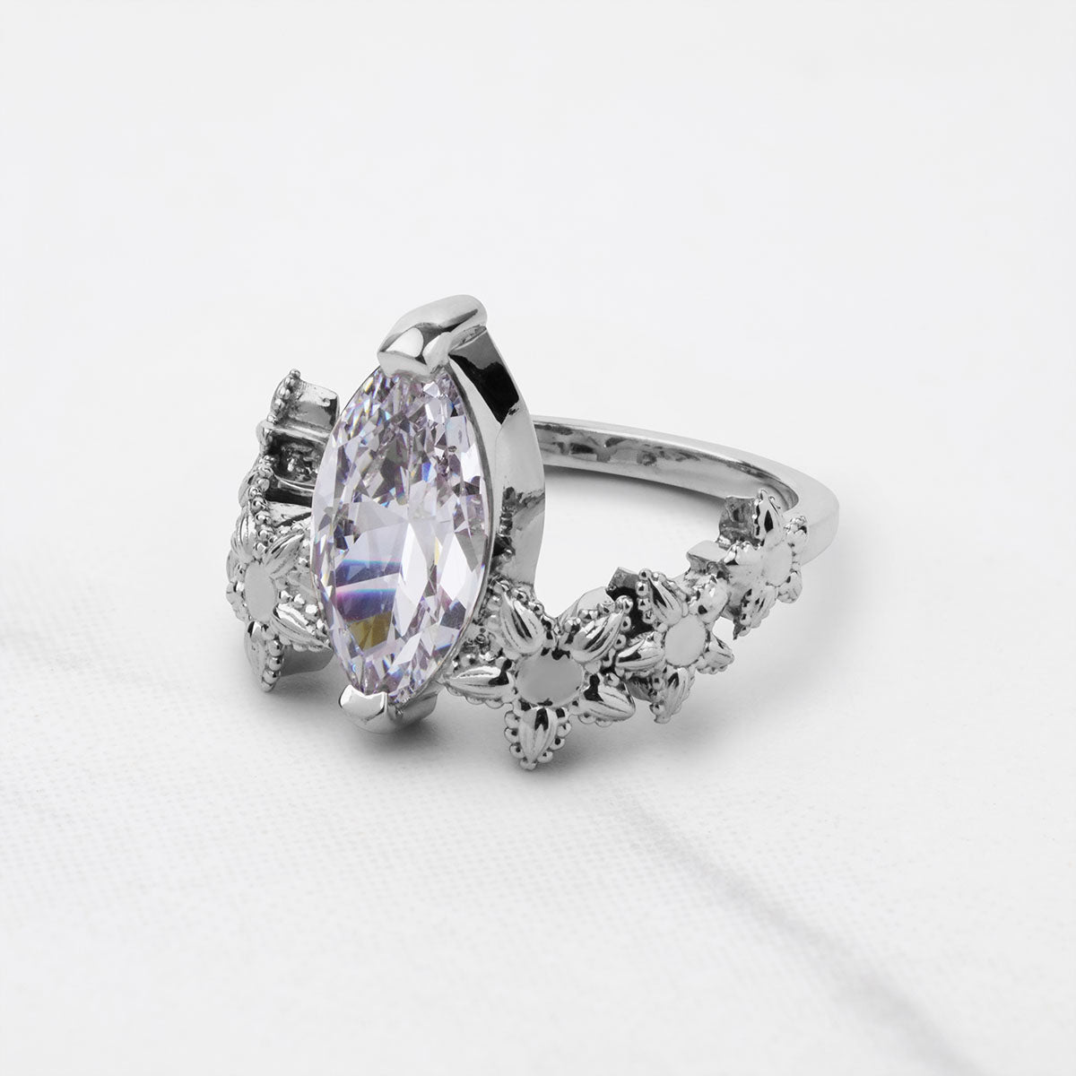 Art Deco Statement Ring Marquise Cut 3CT Solitaire CZ Diamond