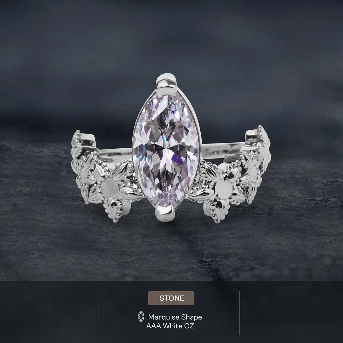 Art Deco Statement Ring Marquise Cut 3CT Solitaire CZ Diamond