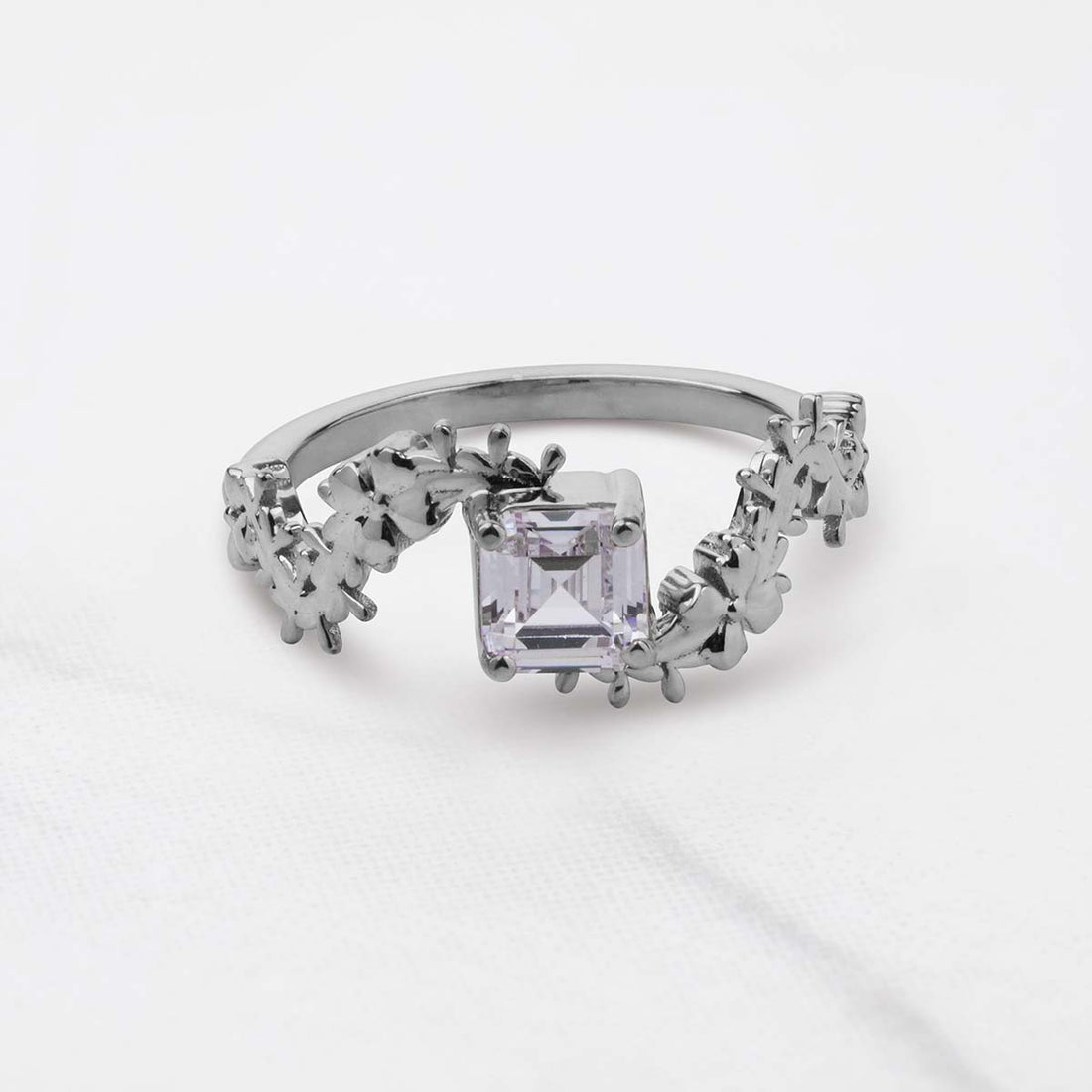 Asscher Cut 1CT Solitaire Diamond Art Nouveau Engagement Ring