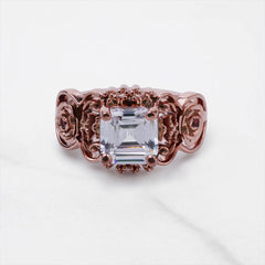 Asscher Cut 2ct Solitaire Moissanite Art Deco Engagement Ring