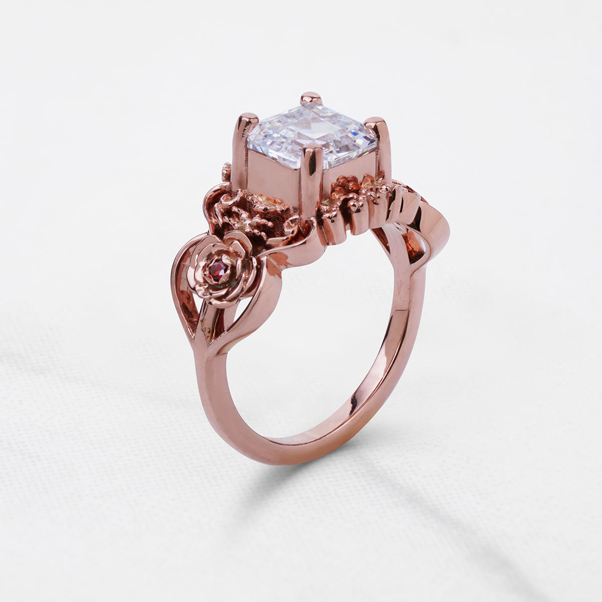 Rose Engagement Ring Asscher Cut 2ct Solitaire AAA CZ Art Deco