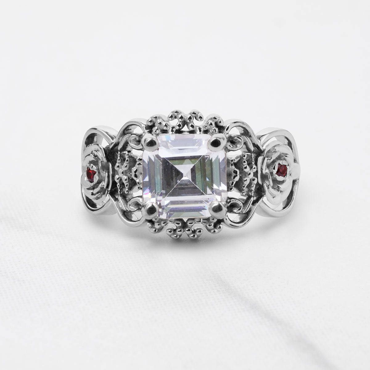 Asscher Cut 2ct Solitaire Moissanite Art Deco Engagement Ring