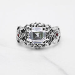 Rose Engagement Ring Asscher Cut 2ct Solitaire AAA CZ Art Deco