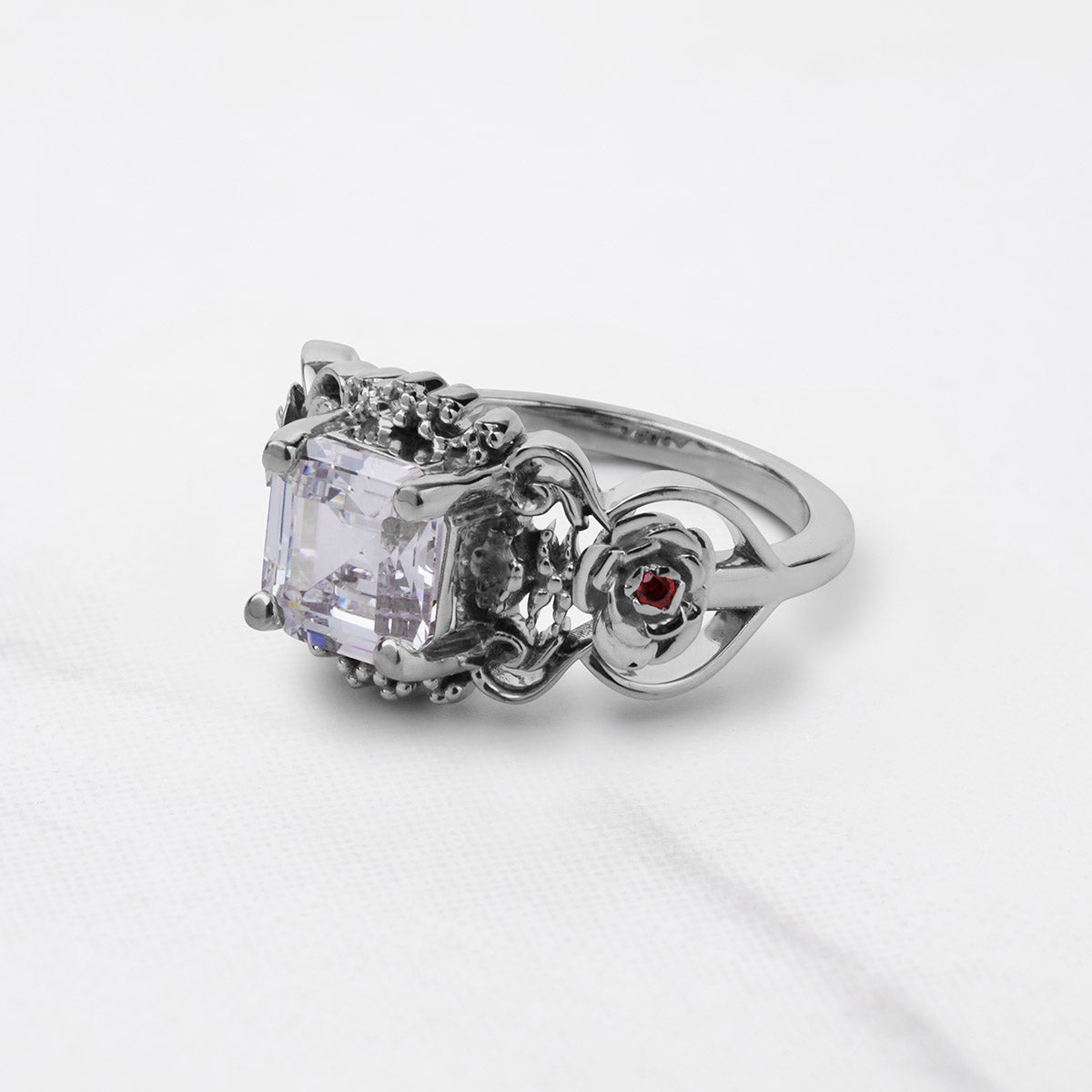 2CT Asscher Cut Solitaire CZ Diamond Art Deco Engagement Ring