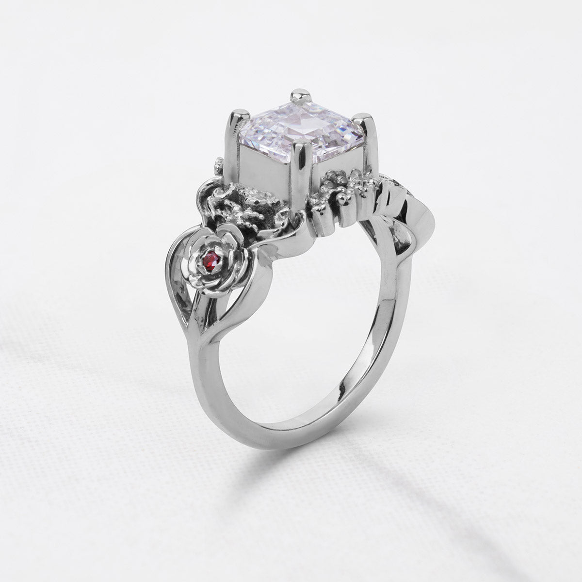 2CT Asscher Cut Solitaire CZ Diamond Art Deco Engagement Ring