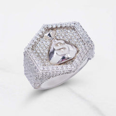 Dollar Sign Money Bag Hip Hop Ring Moissanite Iced Out Jewelry