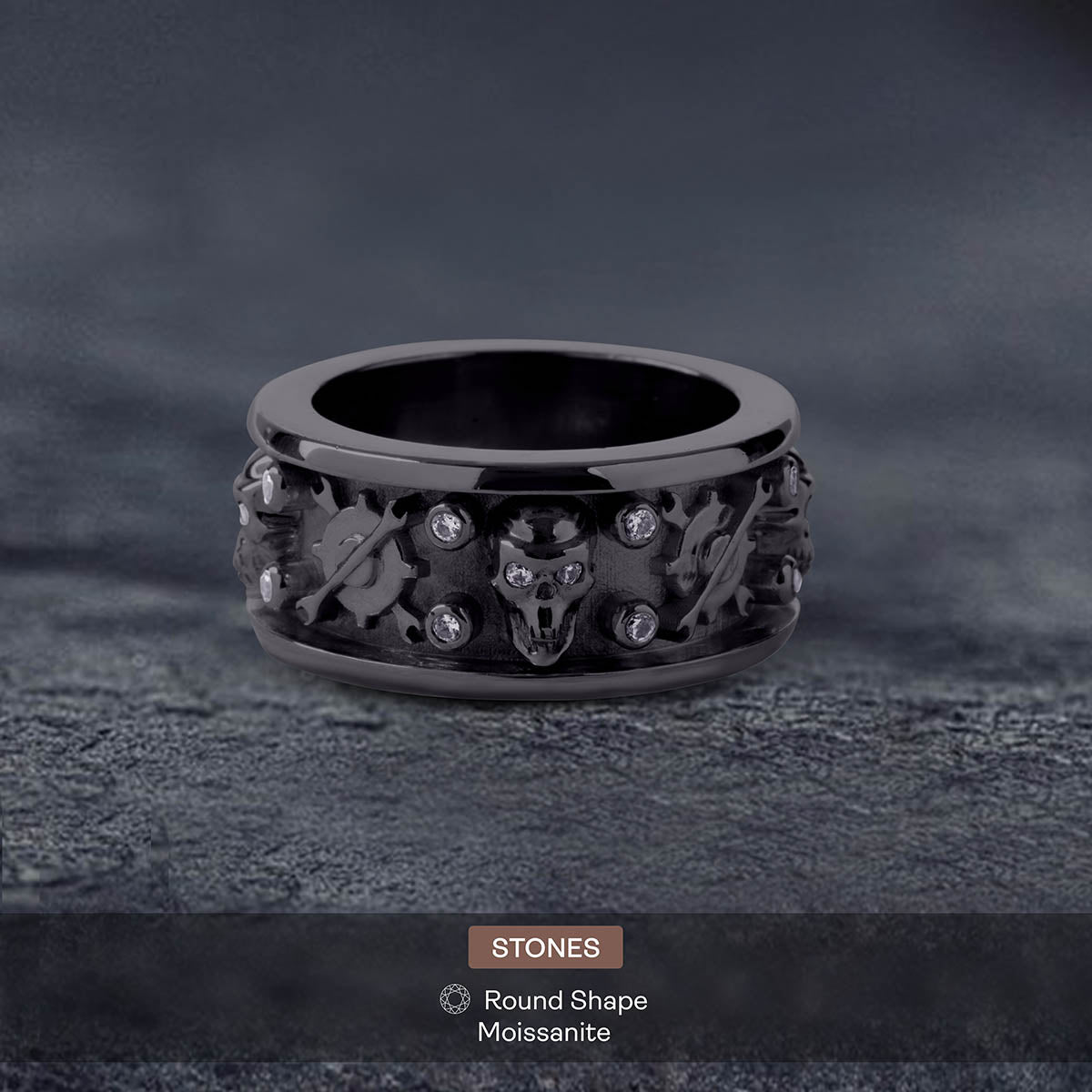 Mechanic Wrench Skull Band for Men Badass Bikers Ring Silver
