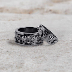 Mechanic Skull Wedding Bands Gothic Bikers Couple Rings Silver