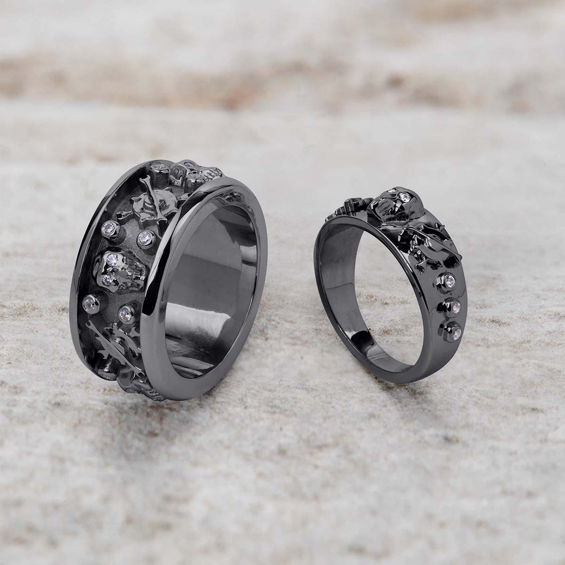 Mechanic Skull Wedding Bands Gothic Bikers Couple Rings Silver