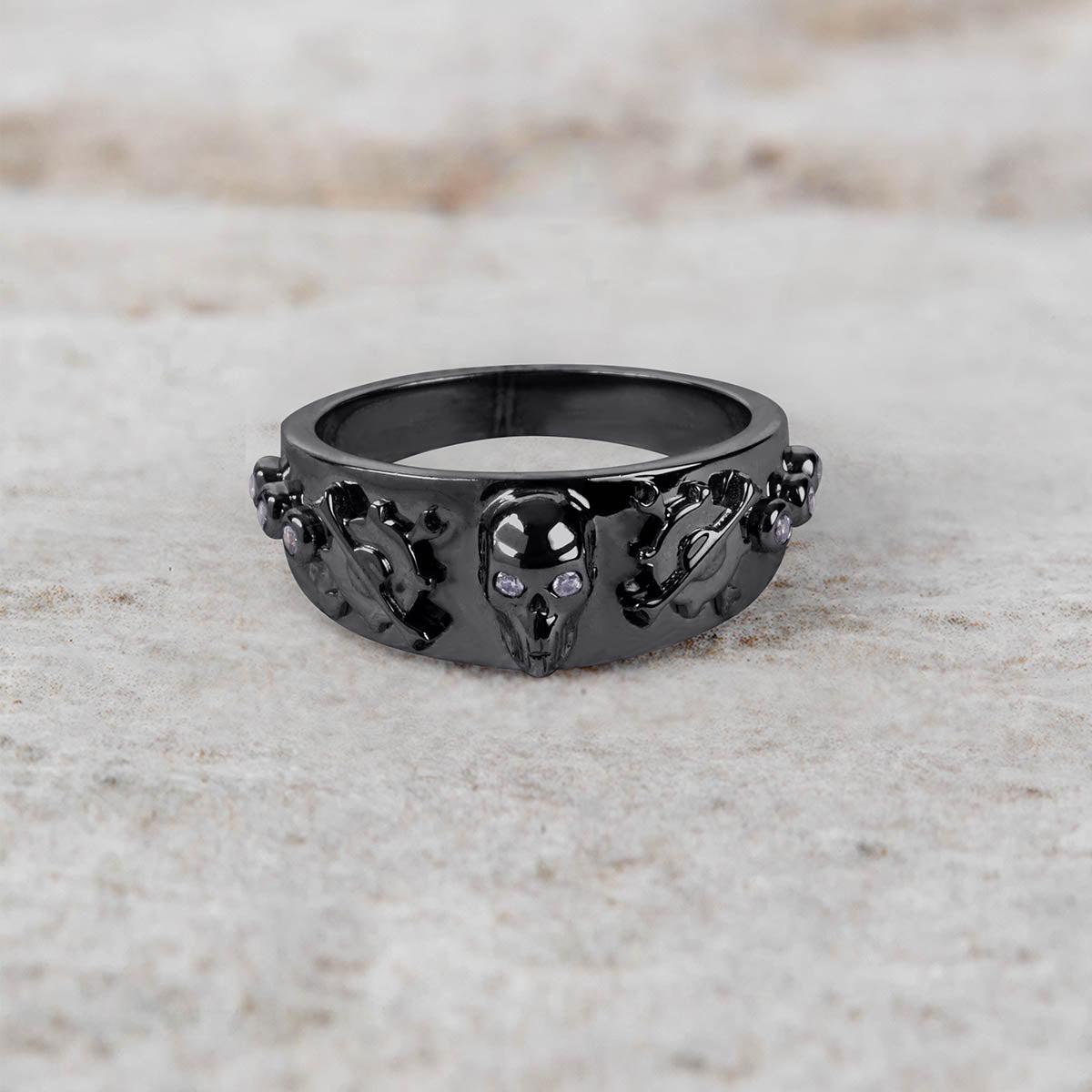 Mechanic Skull Engagement Ring Set Gothic Bikers Couple Rings