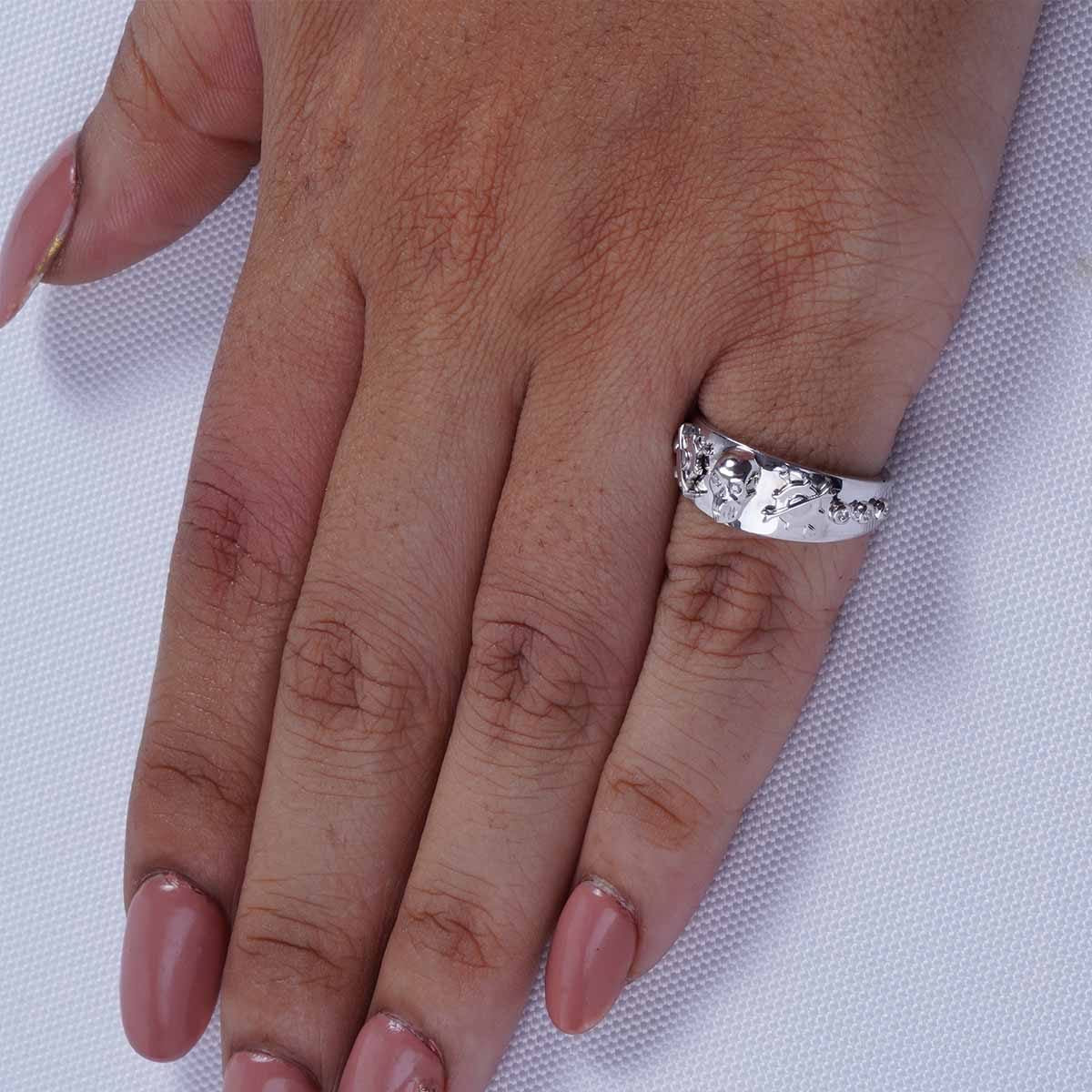 Mechanic Skull Wedding Bands Gothic Bikers Couple Rings Silver
