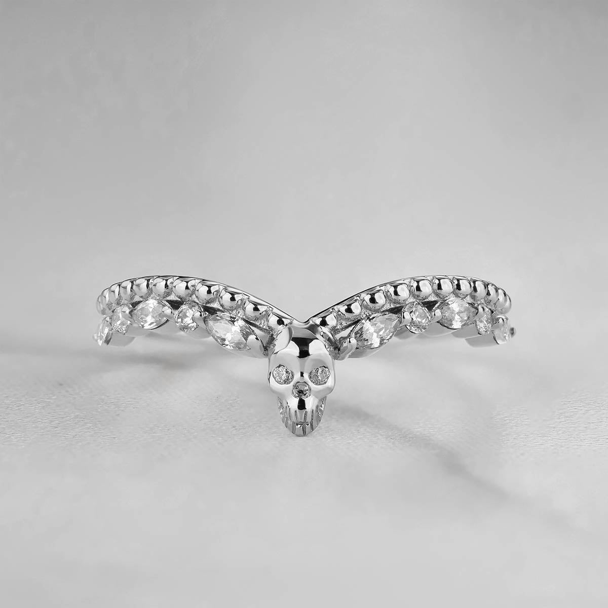 Moissanite Skull Enhancer Ring Engagement Wedding Band for Women Rose Gold